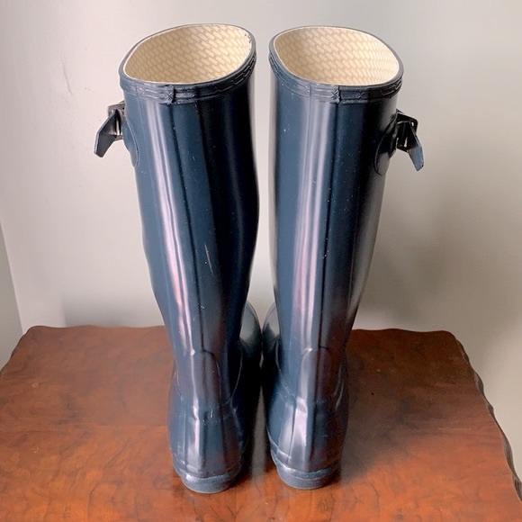 Hunter Tall Blue Rubber Rain Boots 7 - Picture 5 of 12